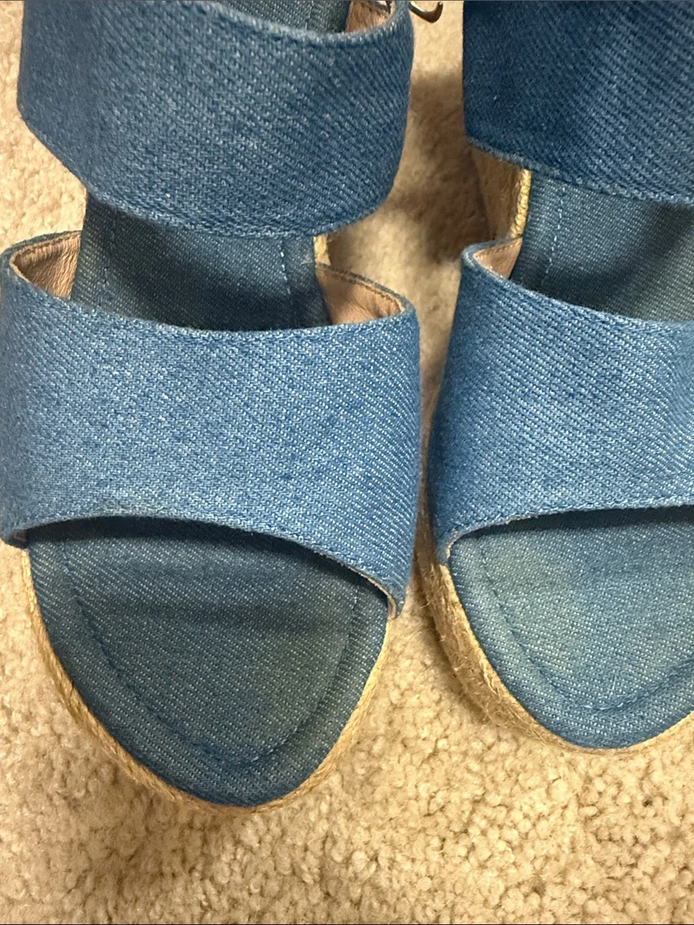 Blue Denim Espadrille Wedge Sandals